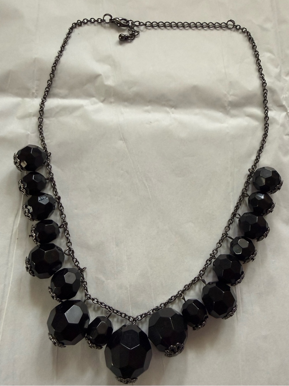 Black Faceted Statement Necklace - Women Jewelry
